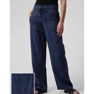 Athleta Cabo Linen Wide Leg Pants 30'' Waist